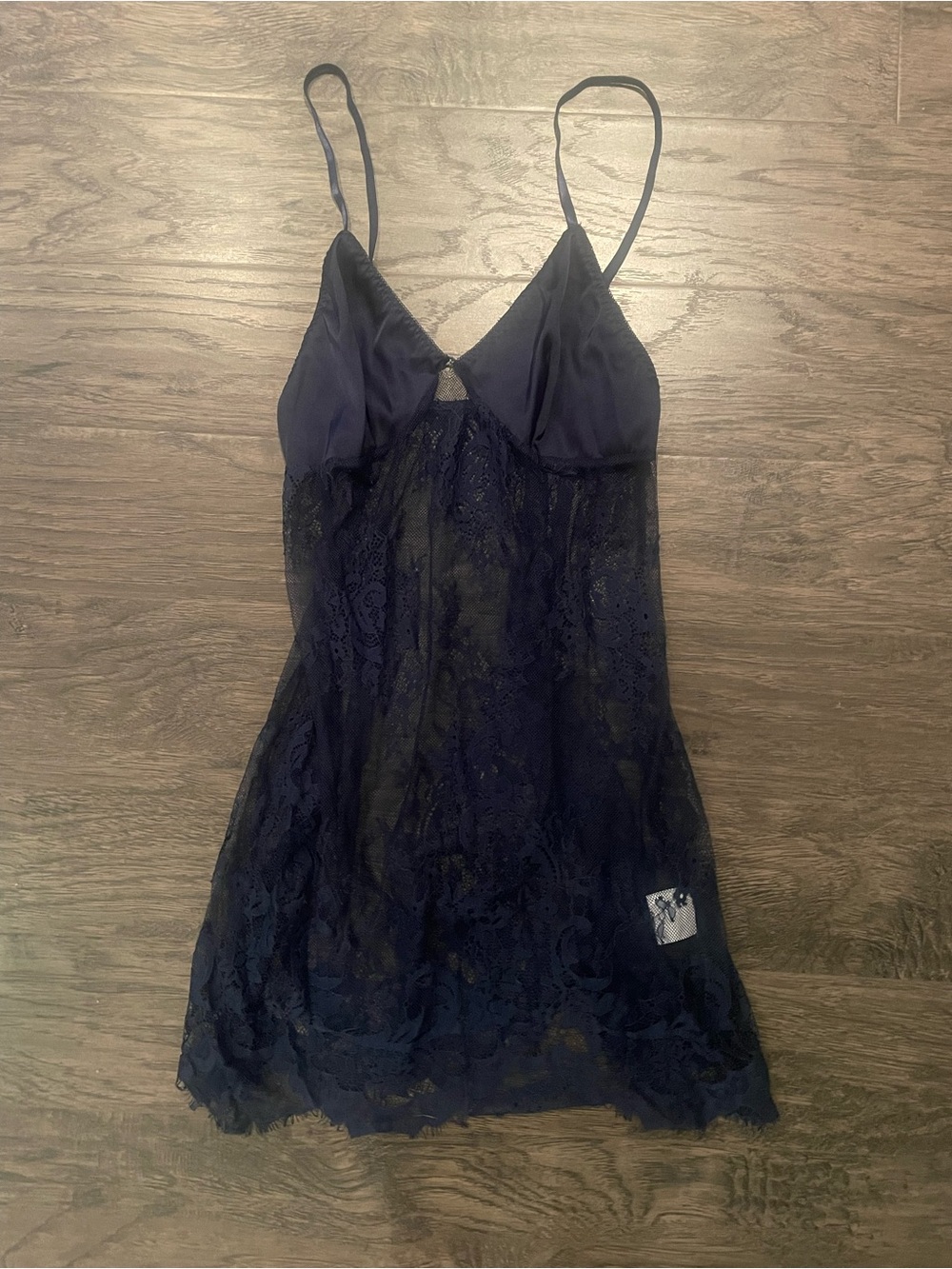 Women’s Lace Slip Nightdress - Navy Blue Size Small